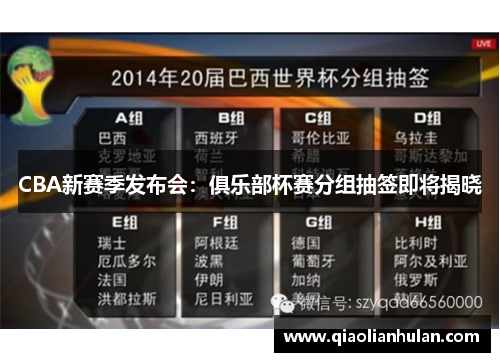 CBA新赛季发布会：俱乐部杯赛分组抽签即将揭晓